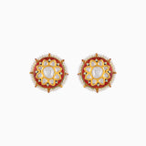 Earring Pair with Uncut Polki Diamond and Pearls-KME1881