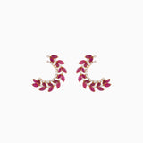 Earring Pair with Marquise Cut Ruby and Round Cut Diamond - WDN536