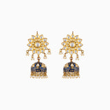 Jhoomki Pair with Blue Meena Uncut Polki Diamond and Pearl-KME1841
