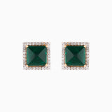 Earring Pair with Round Cut Diamond and Emerald-PGDE0224