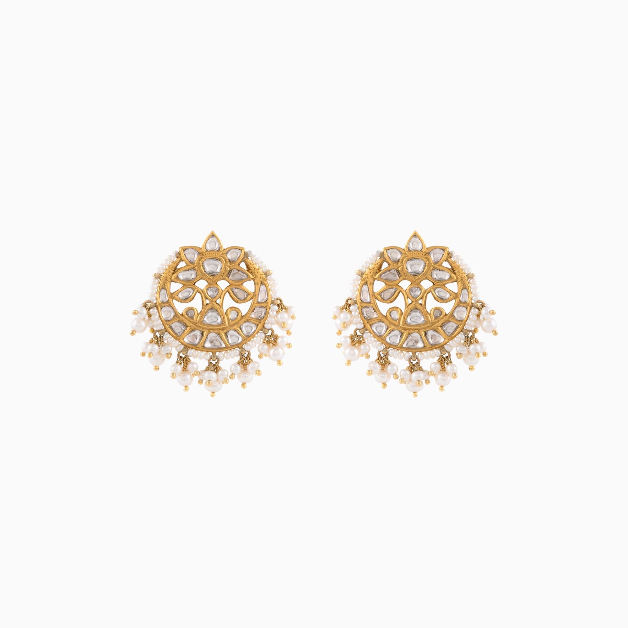 Earring Pair with Polki Diamond and Pearls- KME1862