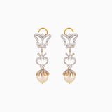 Necklace with Round Cut Diamond, Begg Cut Diamond, S.S. Pearls with Cap in Gold Chain + dia. begg. + s s moti + cap + gold chain-WDN942