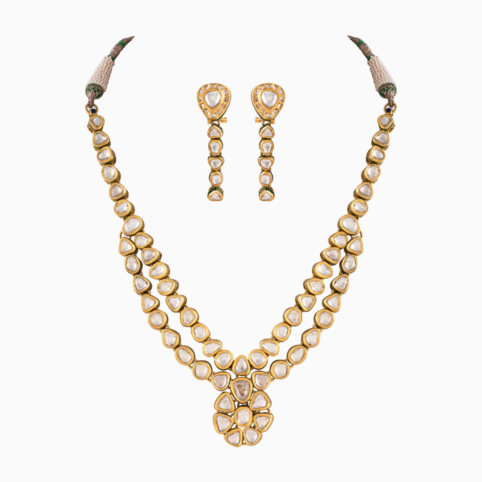 Necklace 2 Line with Unshape Polki Diamond-KMNE2828