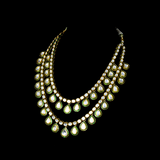 Necklace with 2 line of diamond polki and earring pair in 18k gold with green talf.Introducing our exquisite two line big Polki necklace set, a true statement piece that exudes elegance and sophistication. - KMNE3199
