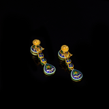 Necklace with 2 line of diamond polki and earring pair in 18k gold with green talf.Introducing our exquisite two line big Polki necklace set, a true statement piece that exudes elegance and sophistication. - KMNE3199