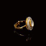Ring with uncut diamond and full cut diamond in  18k gold . - PGDR0401