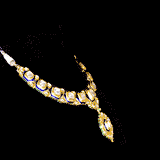 Necklace and Earring pair with blue meena in 18k gold and diamond polki. - KMNE3057