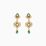 Earring Pair with Uncut Polki Diamond and Emerald Maniya-KMNE2853