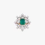 Ring with Octagon Cut Diamond and Round Cut Diamond - PGDR0303